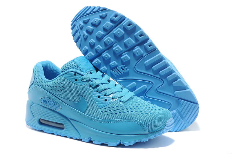 Air Max 90 Chaussures Femmes Prm Em Tissage Camoufler Tout Bleu